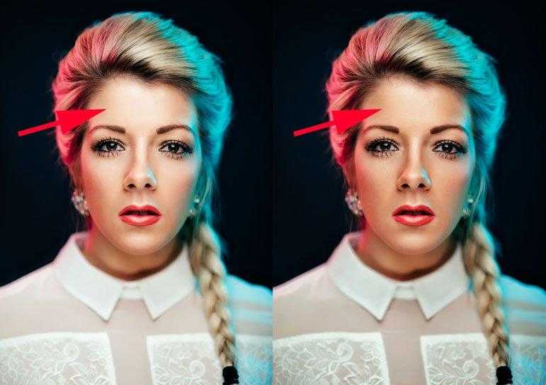 Пример удаления блика в Photoshop