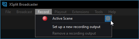 Меню локальной записи в XSplit Broadcaster