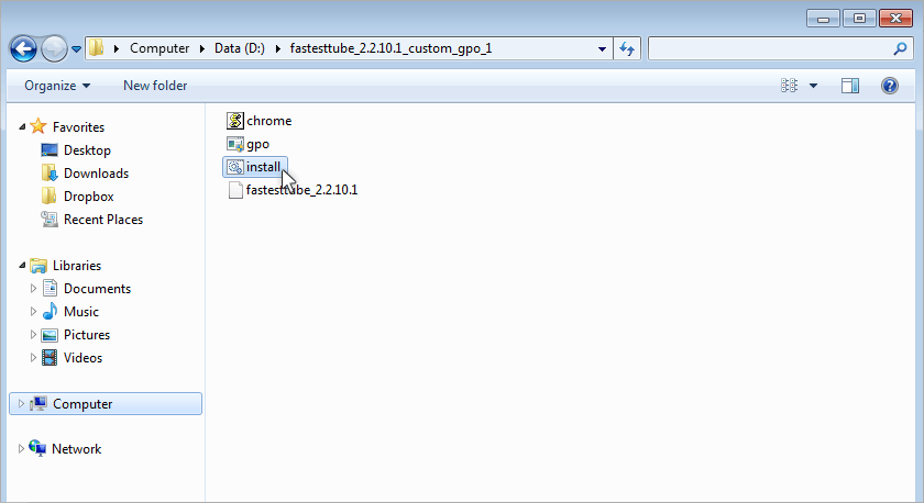 Запуск install.bat в папке FastestTube