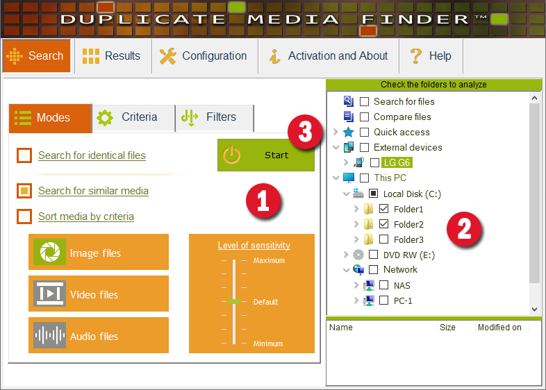 Главное окно Duplicate Media Finder