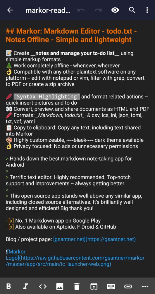 Markor на Android: Markdown-редактор и файловые заметки