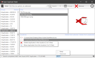 Exact Duplicate Finder — экран результатов Groups с файлами, локациями и предпросмотром