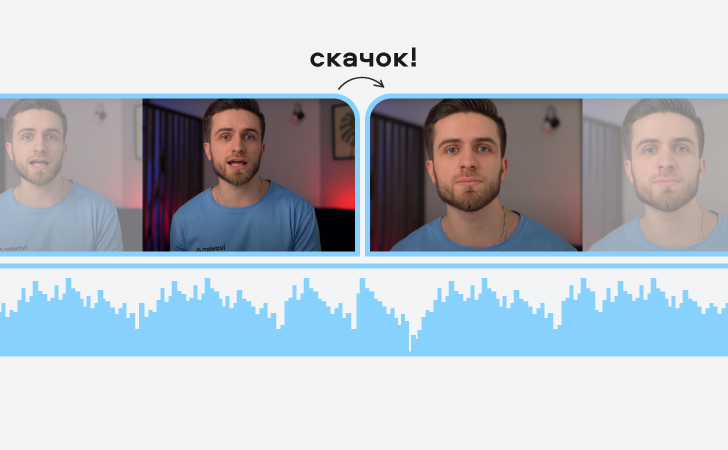Jump cut: заметный скачок внутри одной сцены после удаления части действия
