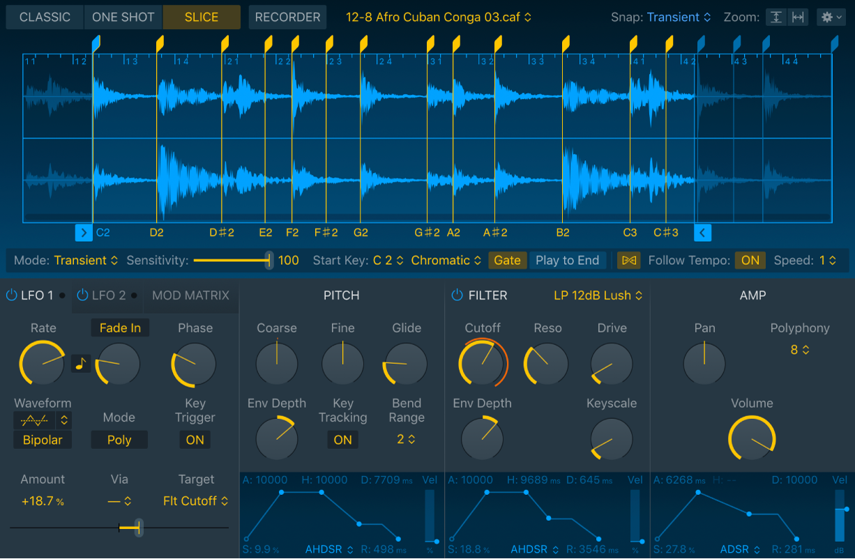 Quick Sampler в Logic Pro