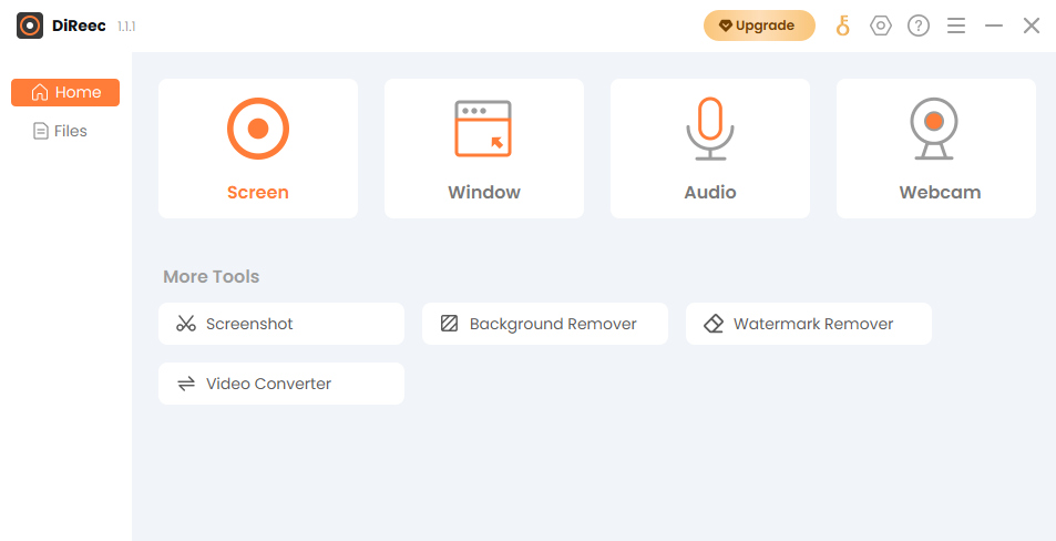 Интерфейс DiReec Screen Recorder