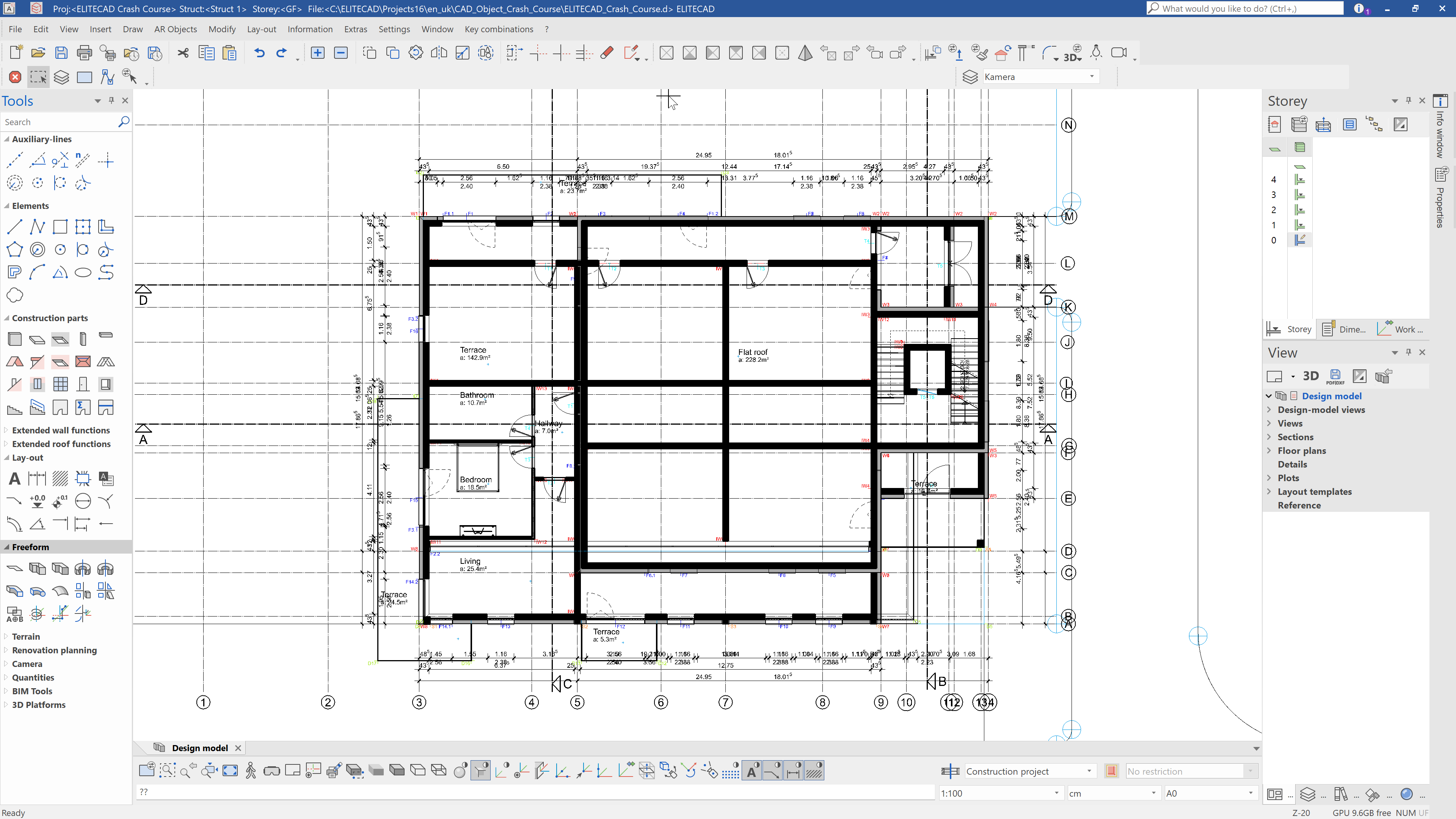 Интерфейс ELITECAD Architecture с BIM-моделью здания