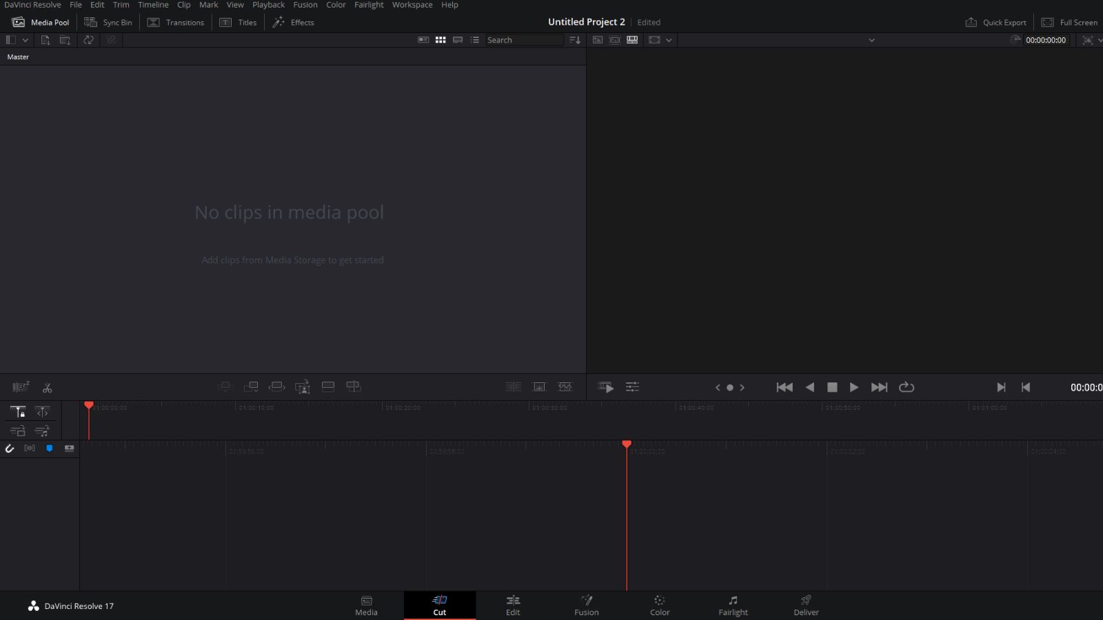 Скриншот интерфейса DaVinci Resolve