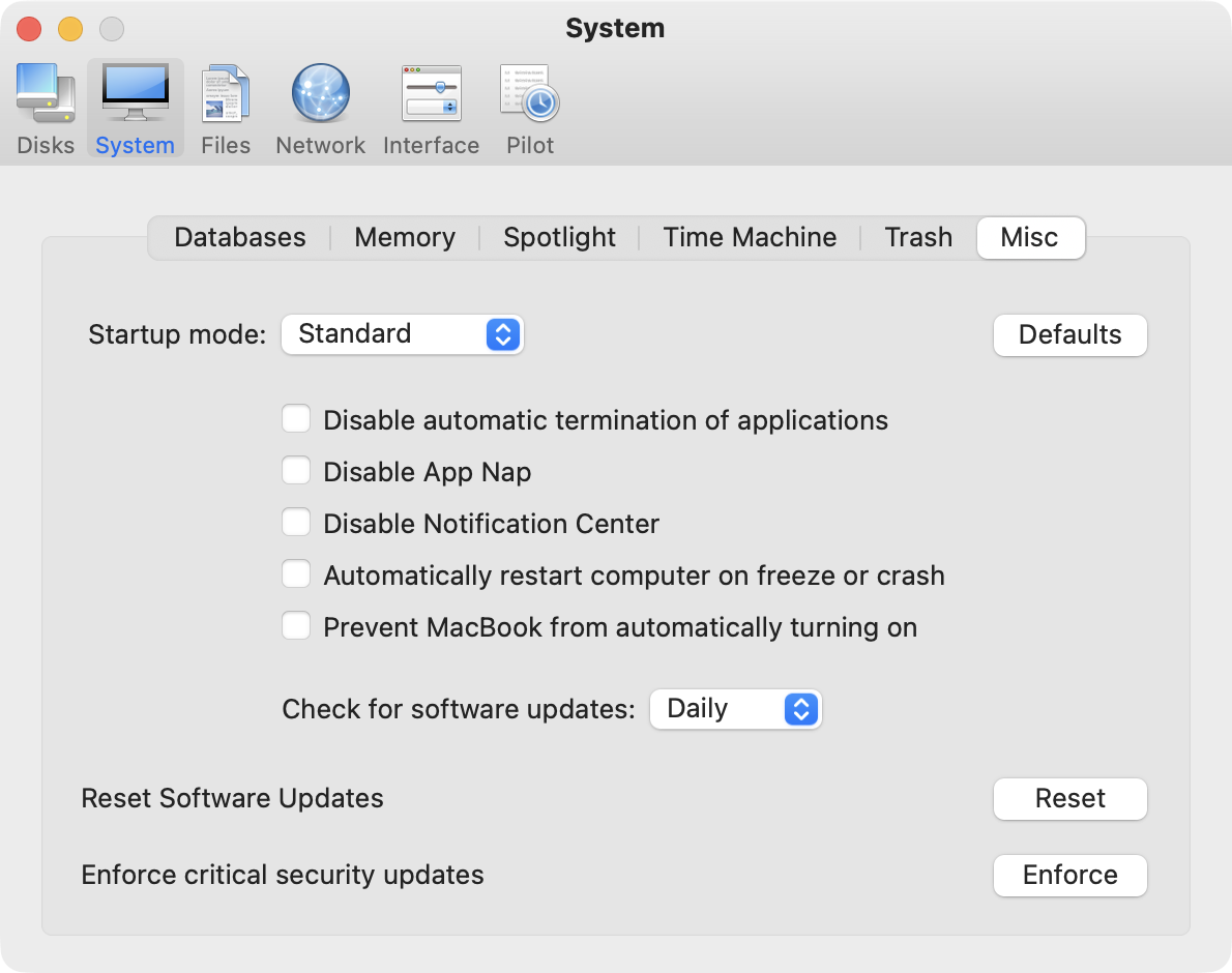Cocktail: раздел System, вкладка Misc