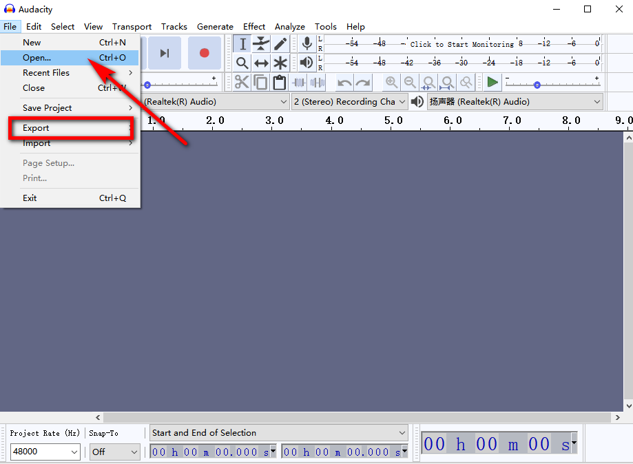 Импорт аудио из видео в Audacity