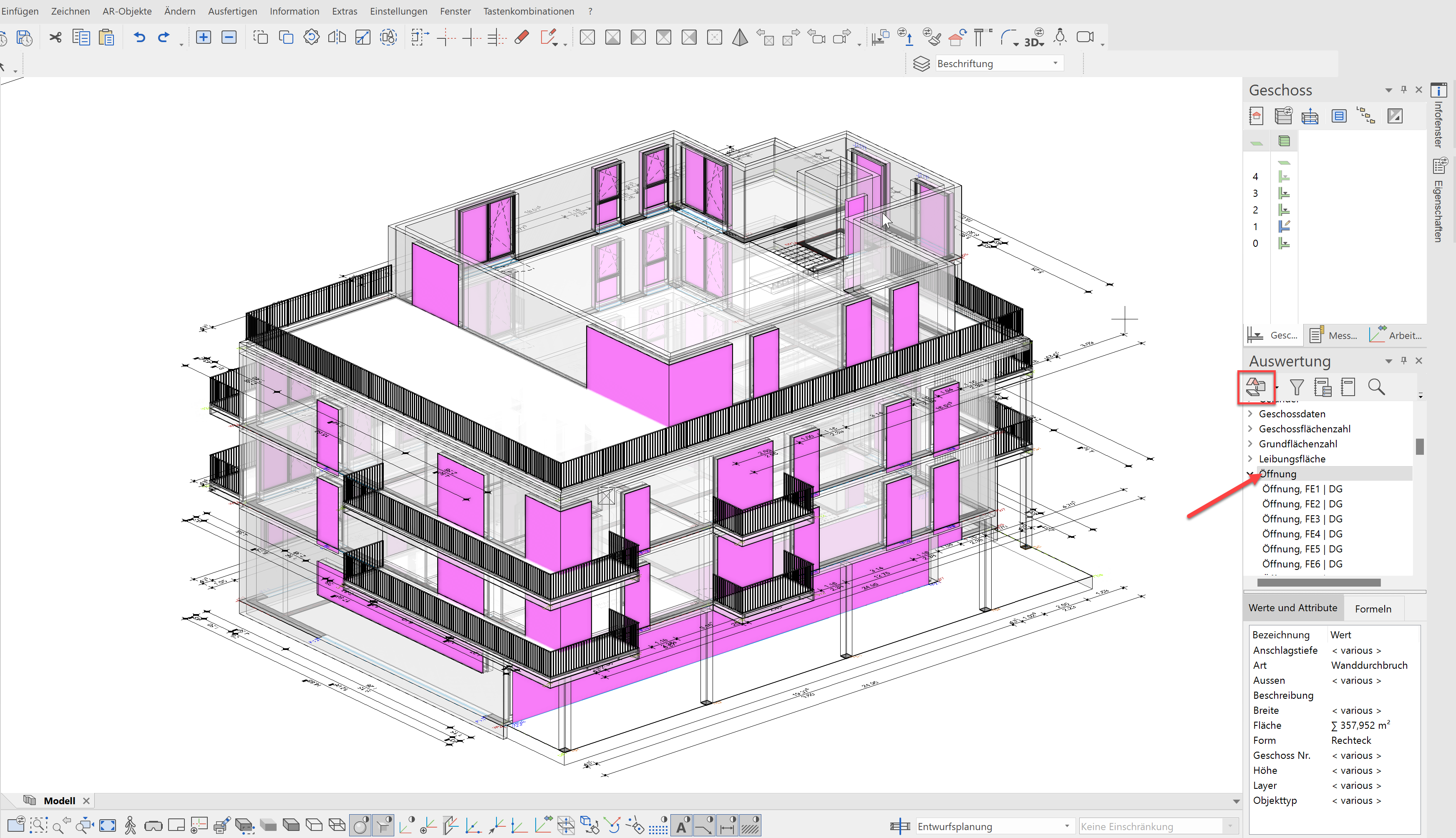 Графическая проверка проемов и количественных данных в ELITECAD Architecture