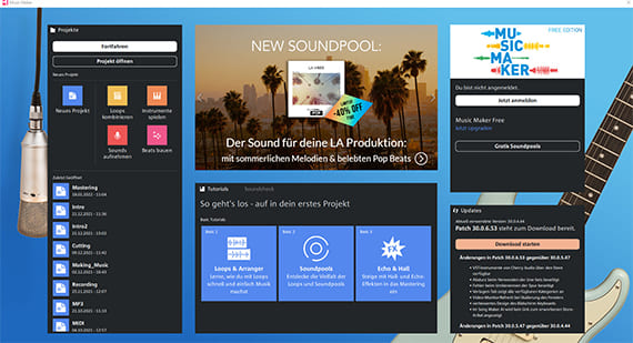 Стартовое окно MAGIX Music Maker