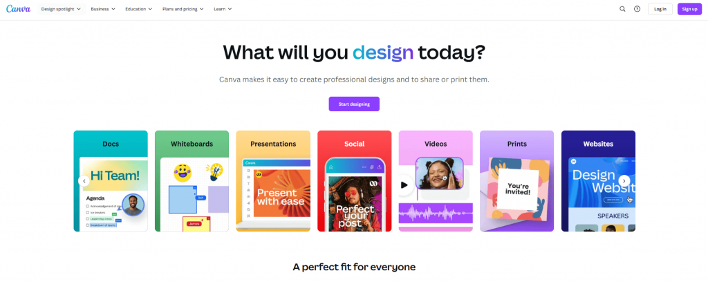 Редактор Canva с презентационным шаблоном