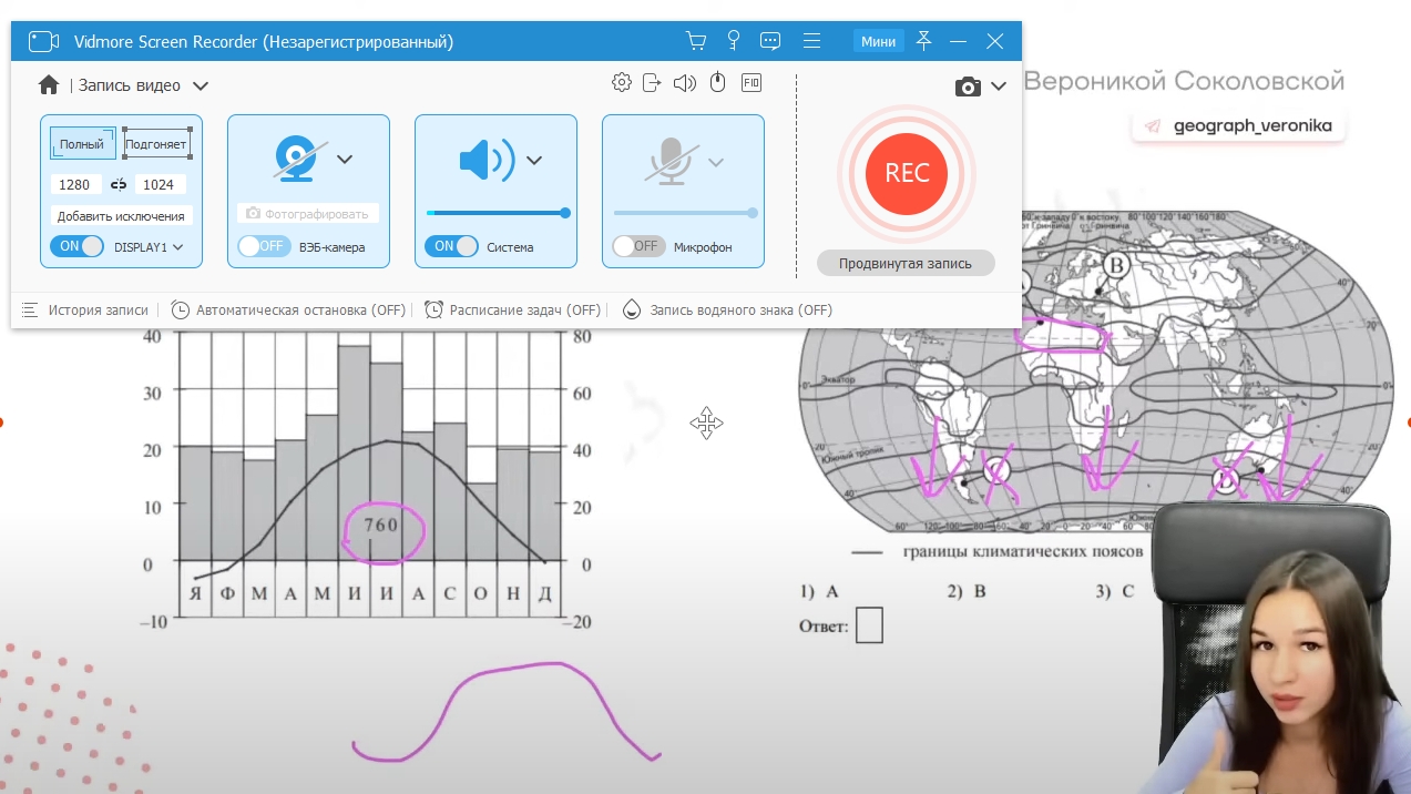 Vidmore — окно рекордера