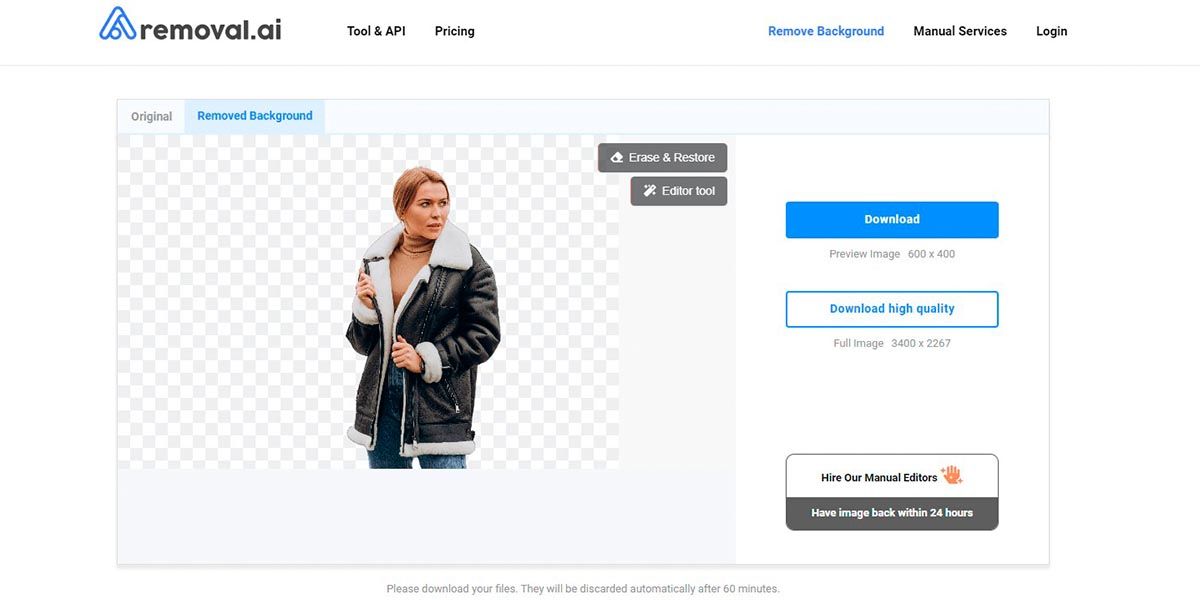 Removal.AI — интерфейс background remover