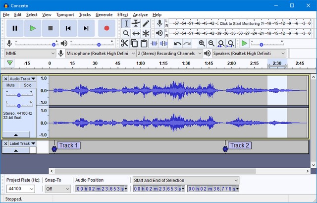 Скриншот Audacity