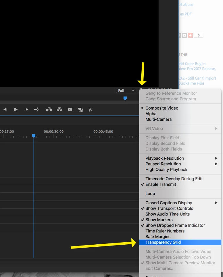 Transparency Grid в Premiere Pro