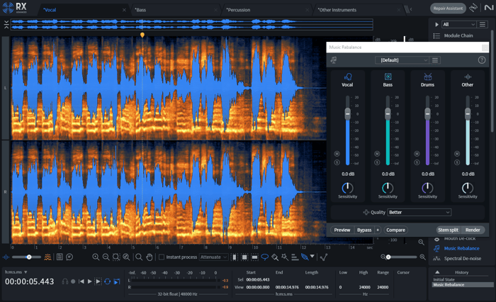 Скриншот iZotope RX Music Rebalance