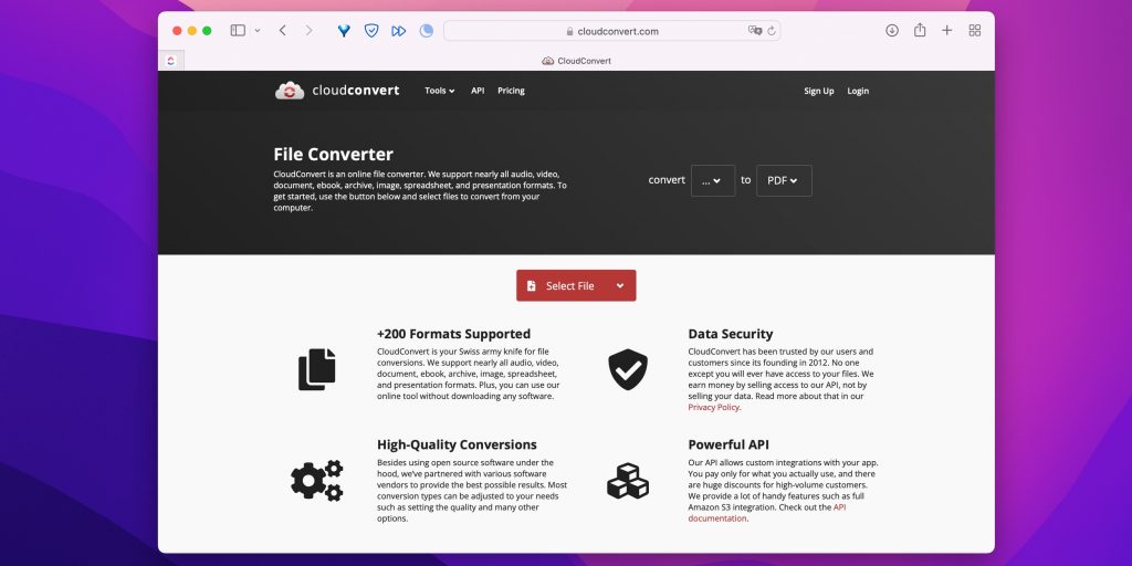 Интерфейс CloudConvert