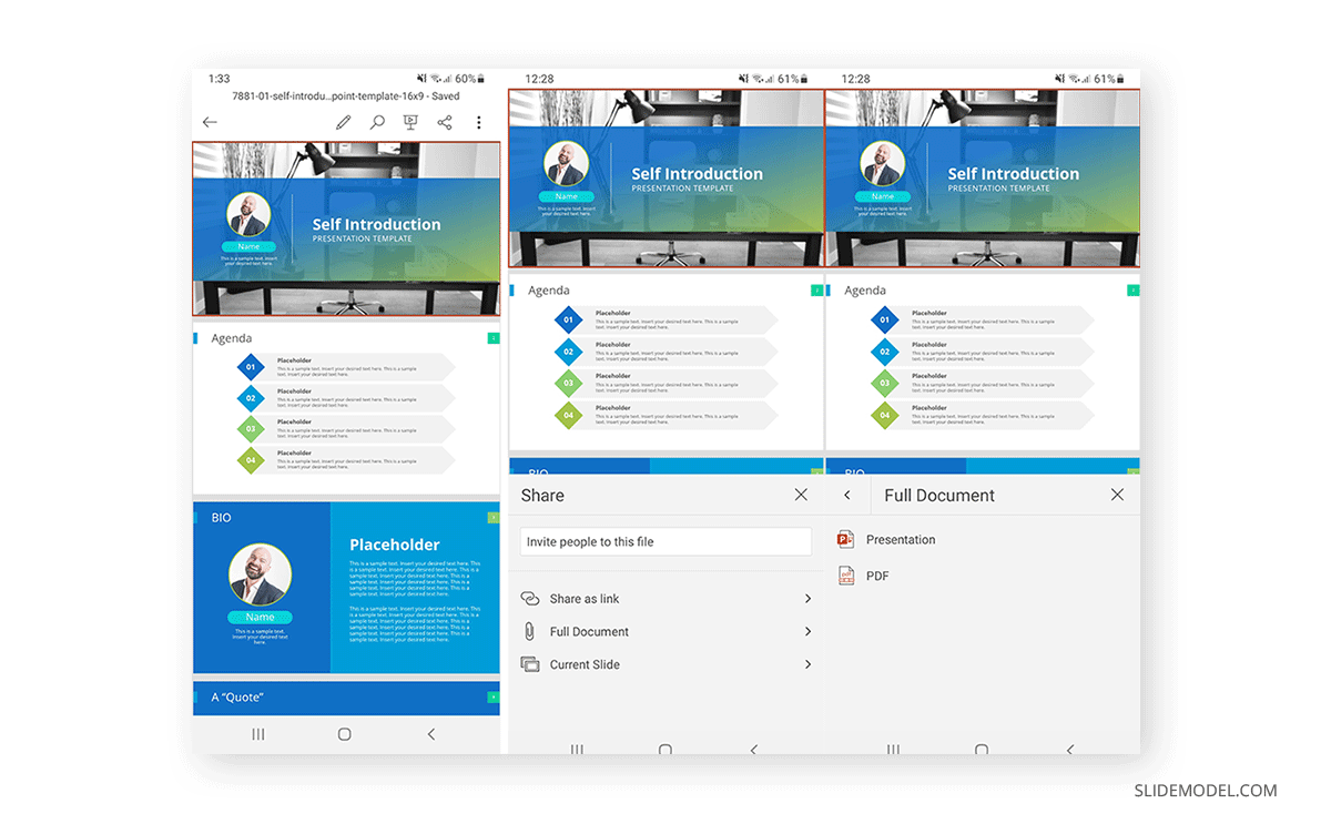 Скриншот отправки PowerPoint как PDF в мобильном приложении