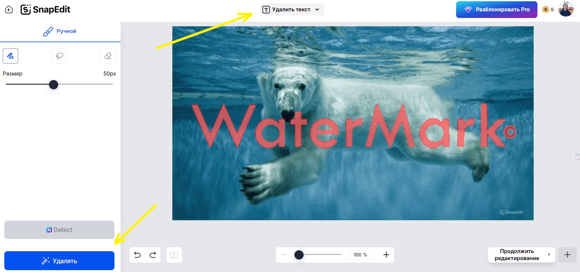 SnapEdit: автоматическое удаление людей и объектов