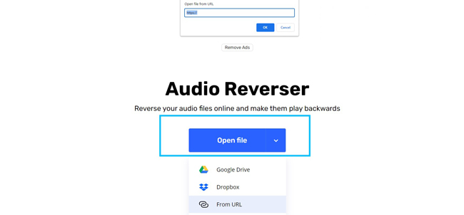 Загрузка файла в 123apps Audio Reverser