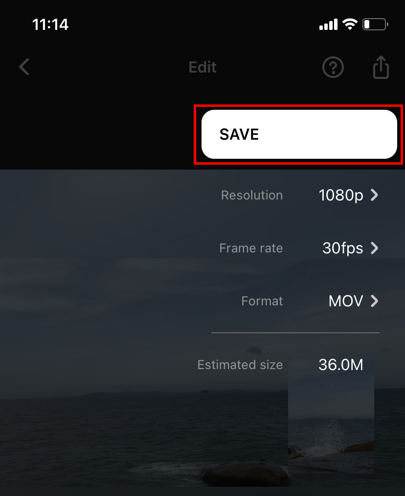 InShot — сохранение ролика после вставки изображения