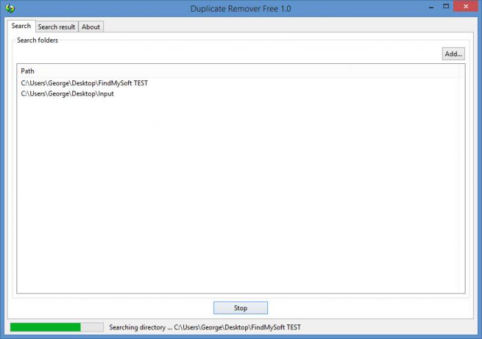 Duplicate Remover Free во время сканирования папок