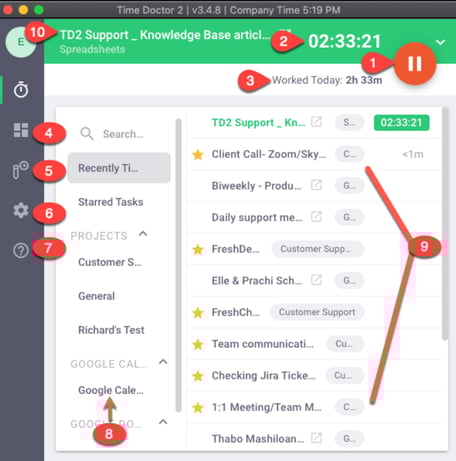 Окно Time Doctor Desktop App