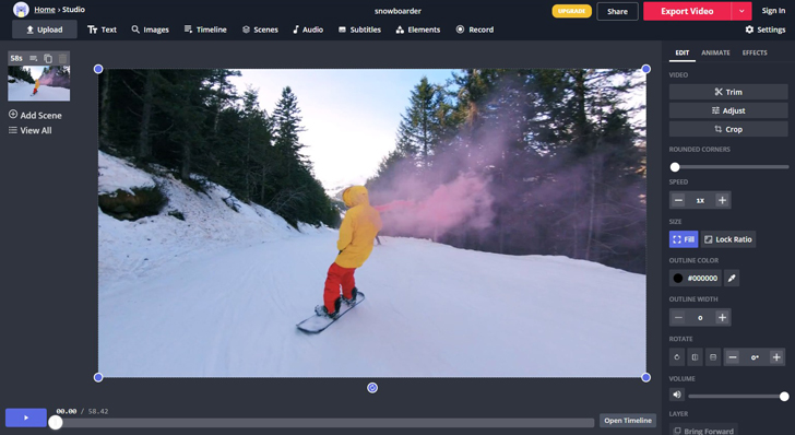 Работа с фоном в Kapwing