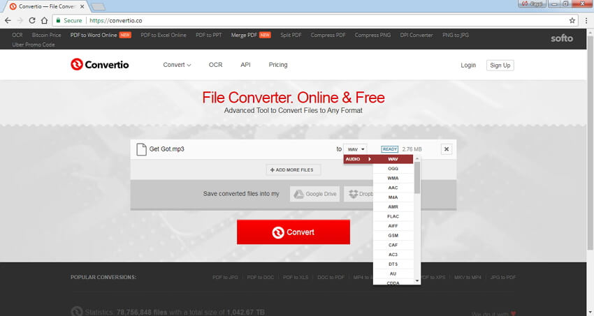 Convertio MP3 в WAV
