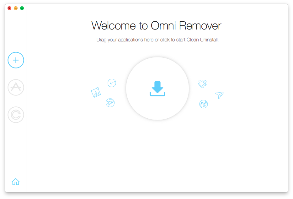 Стартовое окно Omni Remover с областью для перетаскивания приложения