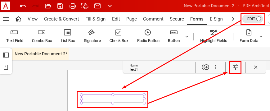 Создание и настройка Text Field в PDF Architect