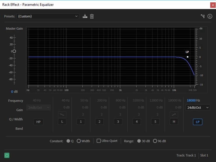 Parametric Equalizer в Adobe Audition