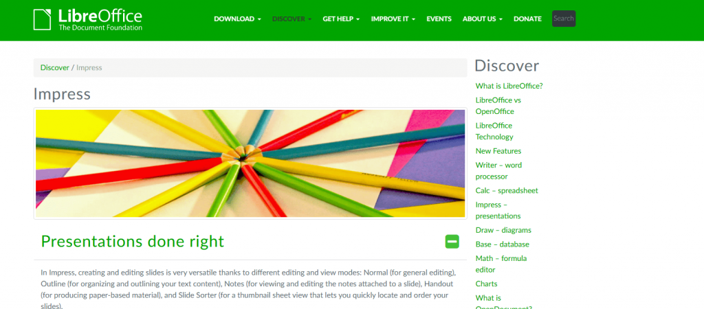 LibreOffice Impress на macOS с презентацией и боковой панелью