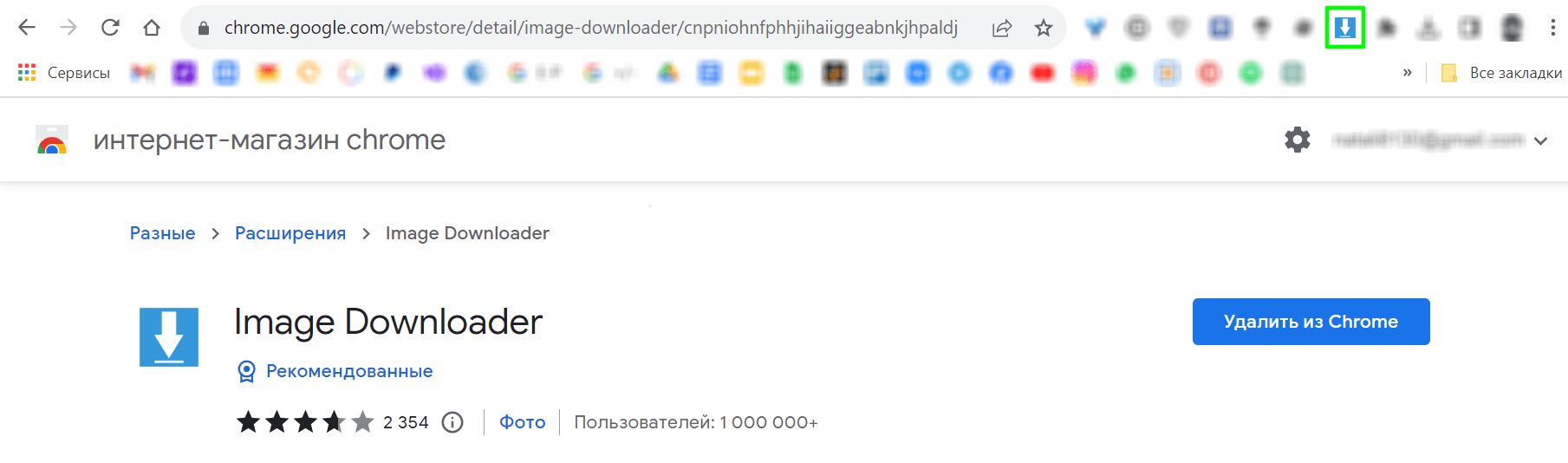 Расширение Image Downloader в браузере