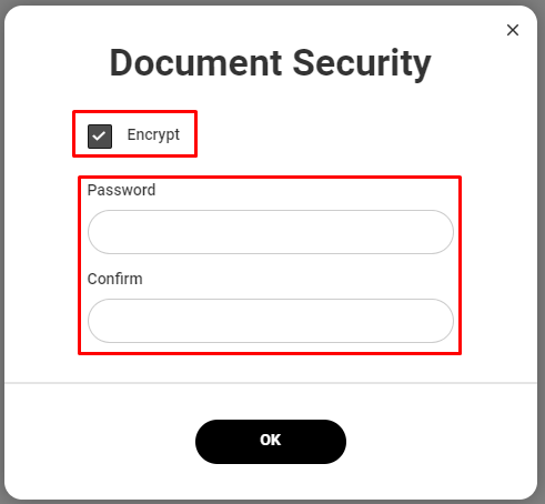 PDFescape Online: окно Document Security