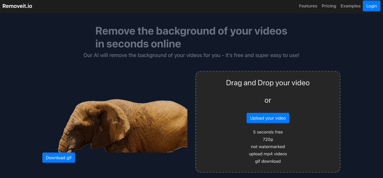 Результат удаления фона в Removeit.io и кнопка Download gif