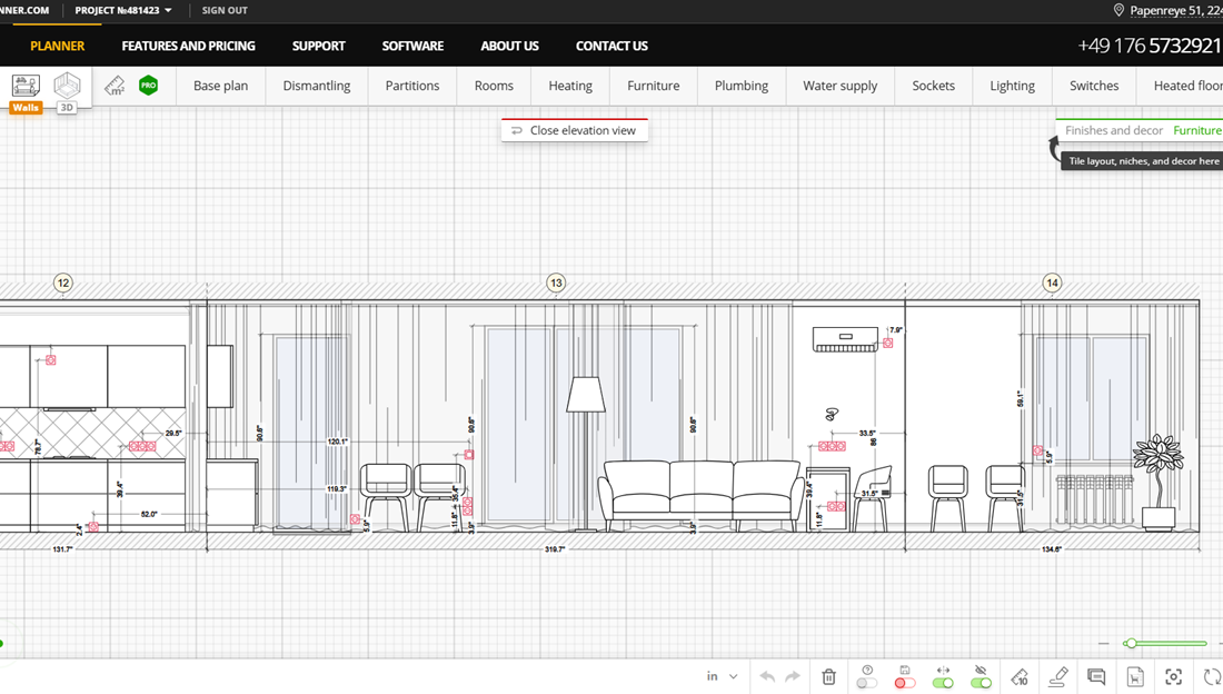 Развертка стены в Remplanner