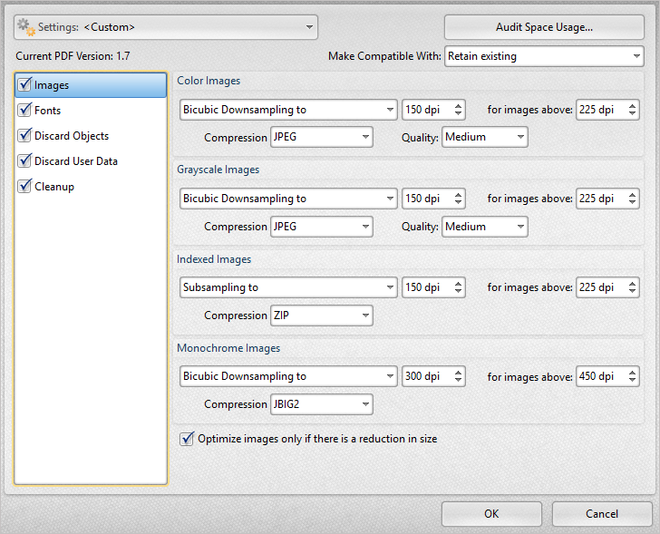 Оптимизация PDF в PDF-XChange Editor