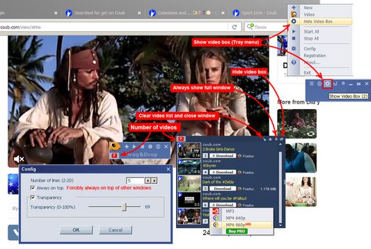 Плавающее окно Video Box в браузере