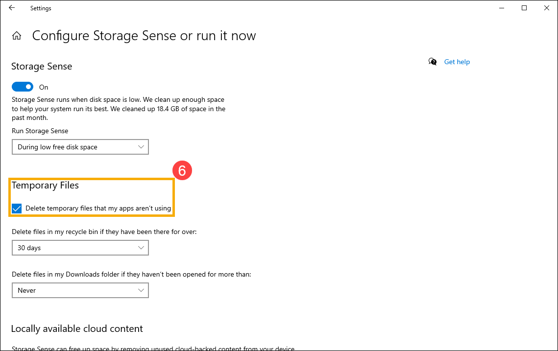Параметры автоматической очистки временных файлов