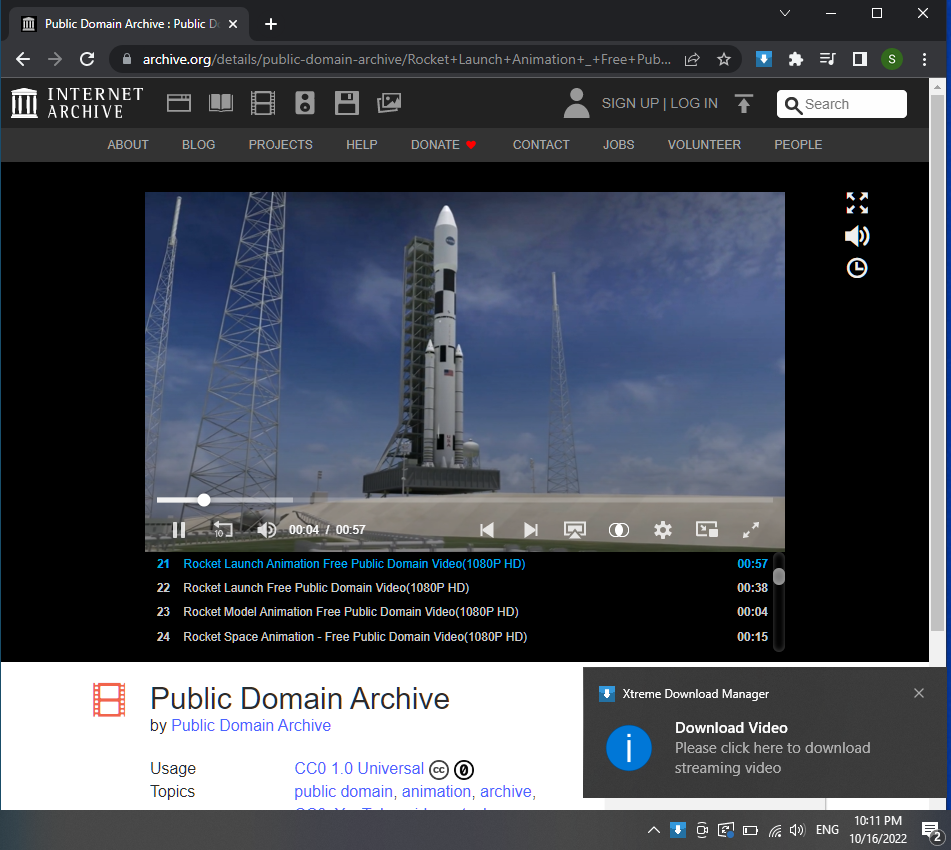 Уведомление Xtreme Download Manager о найденном видео в браузере