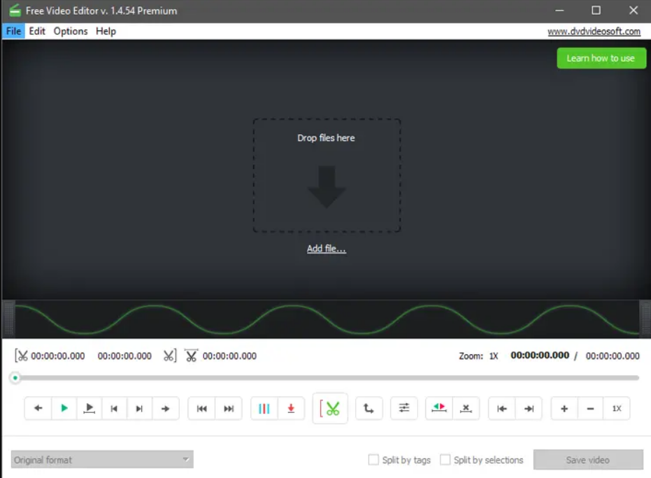 Стартовое окно Free Video Dub / Free Video Editor