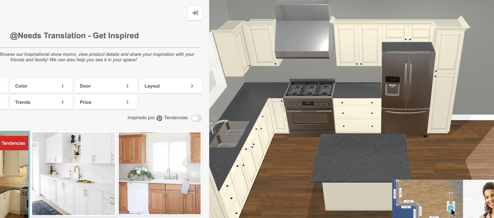 Классический рабочий экран Lowe’s Kitchen Planner со сценой кухни