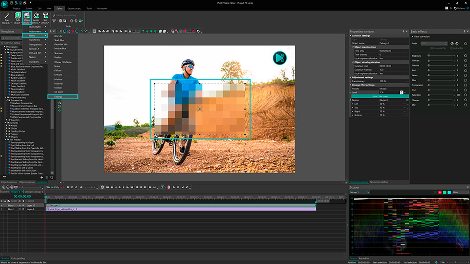VSDC DeLogo: выделение области водяного знака