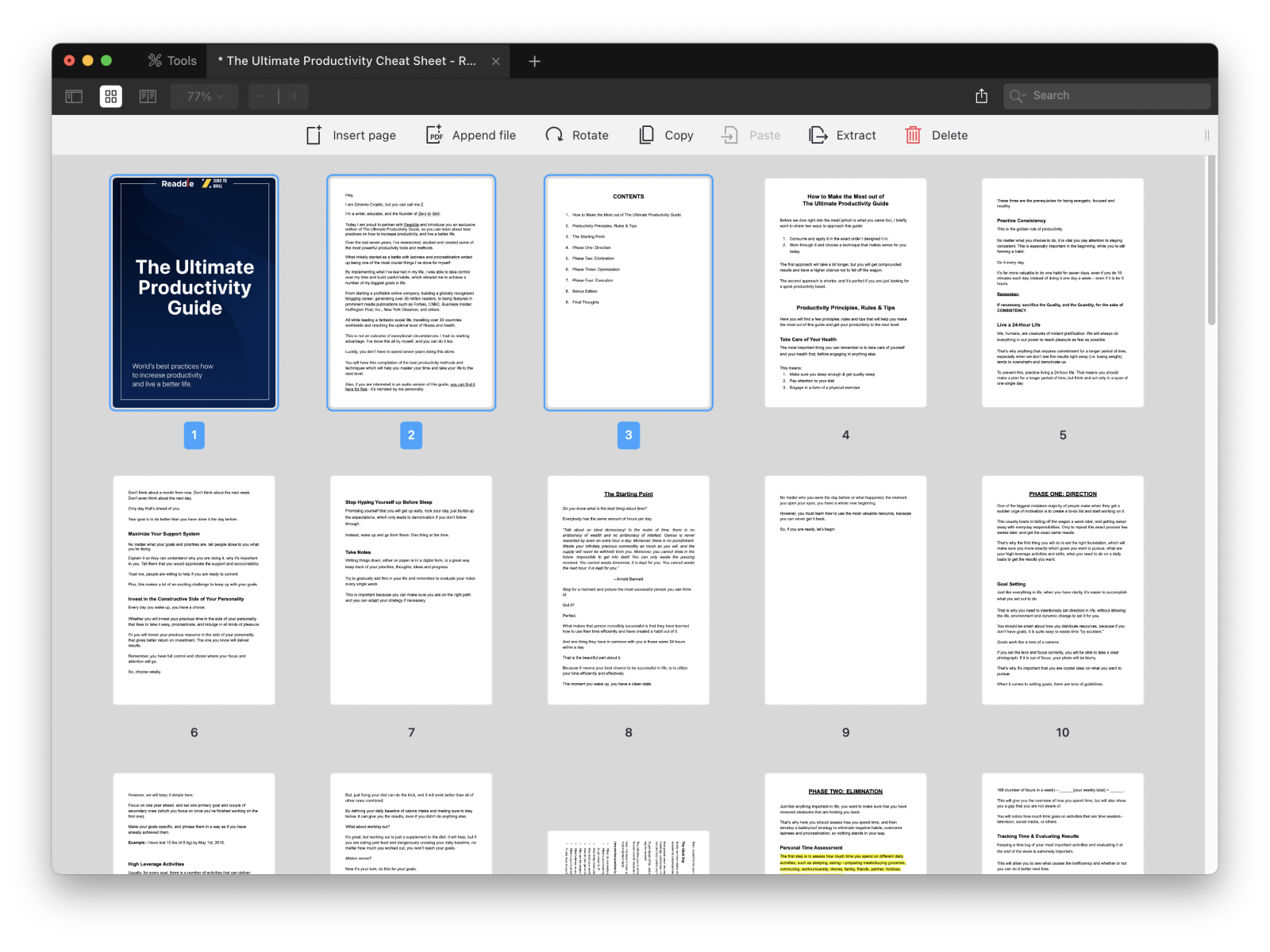 Поворот страниц в PDF Expert