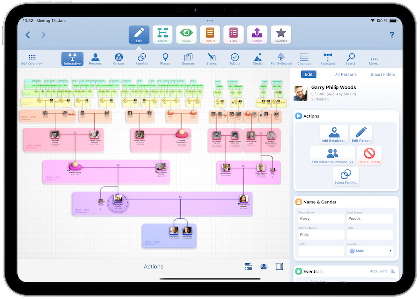 MobileFamilyTree — интерактивное дерево и редактирование