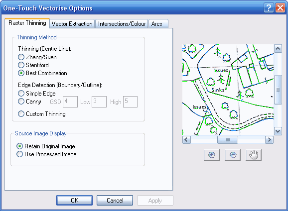 Окно One-Touch Vectorise Options в WinTopo