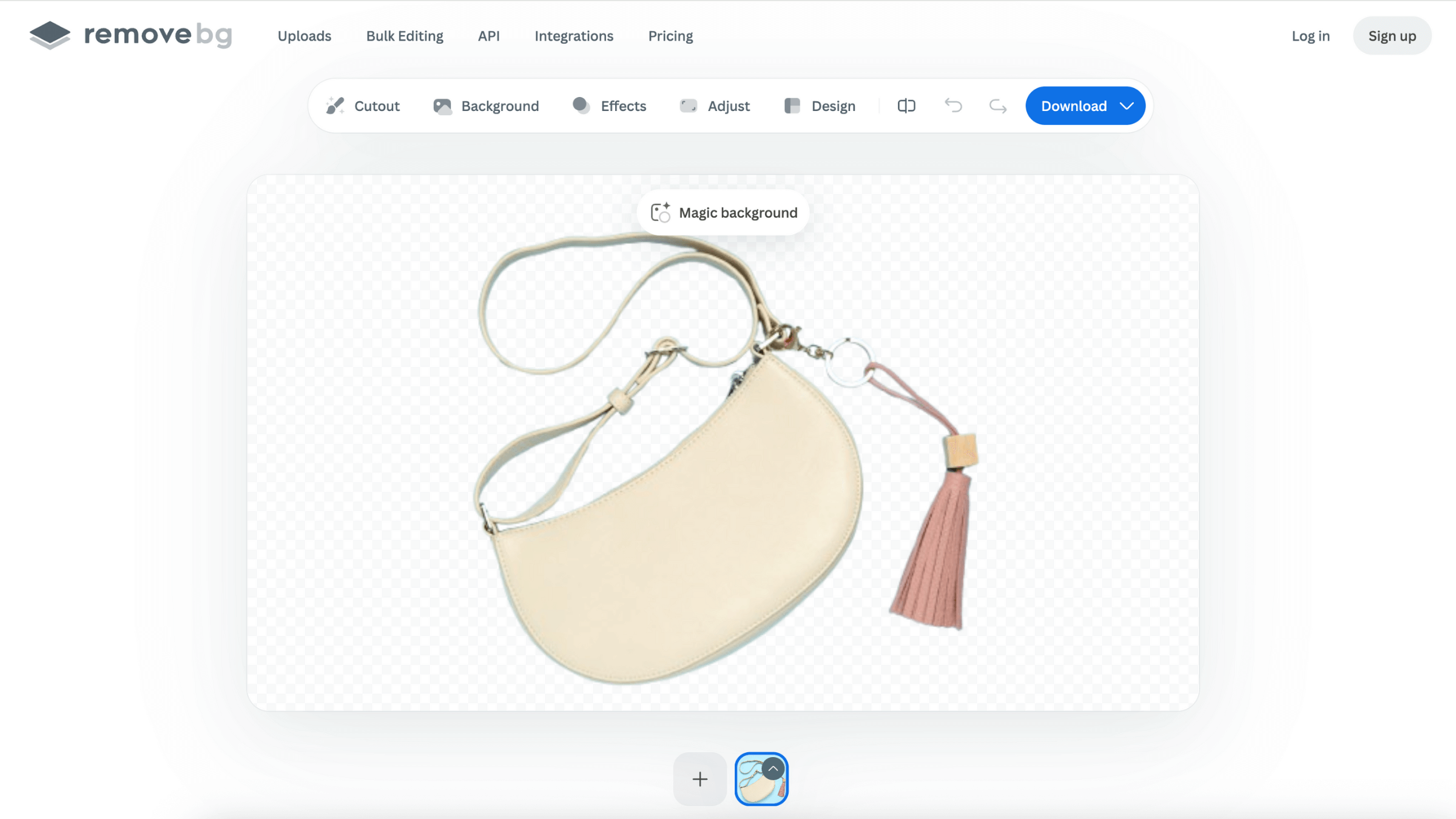 Интерфейс remove.bg после удаления фона