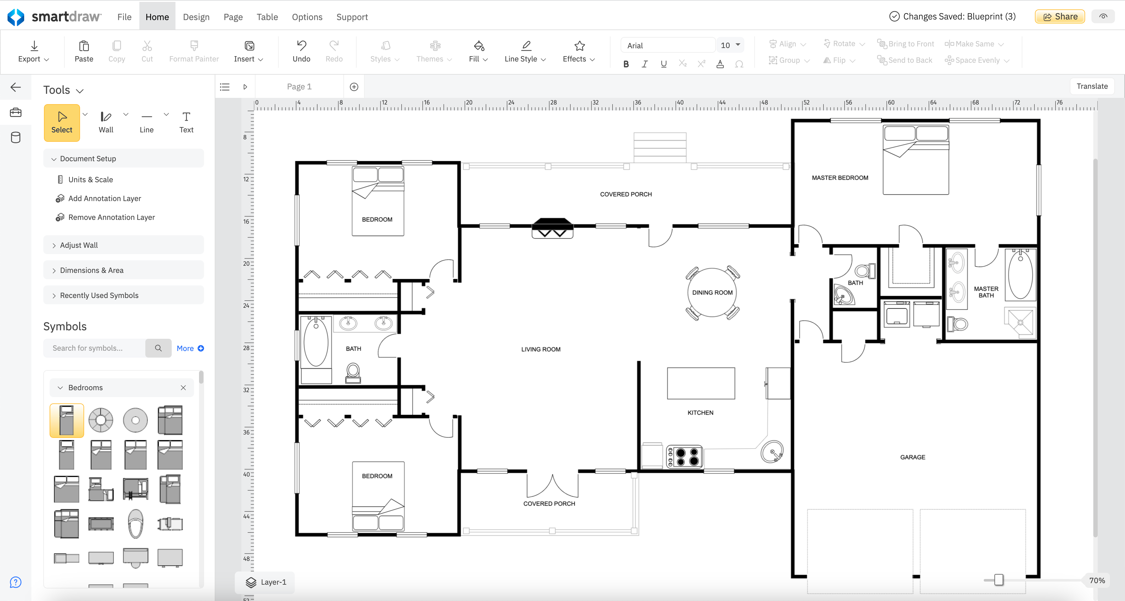 Интерфейс SmartDraw с поэтажным планом